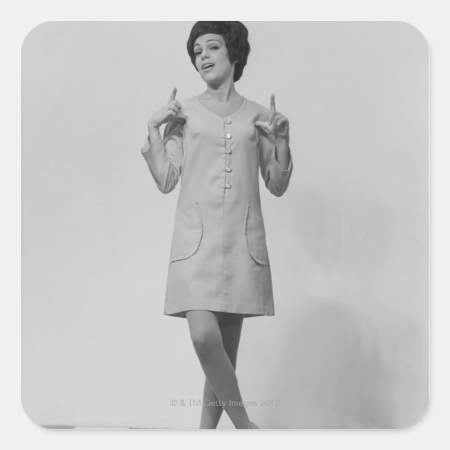 Woman Gesturing Square Sticker (Front)