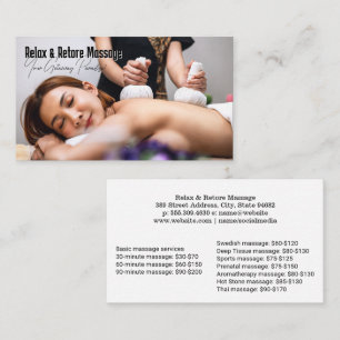 Woman Getting Thai Massage at Spa Business Card