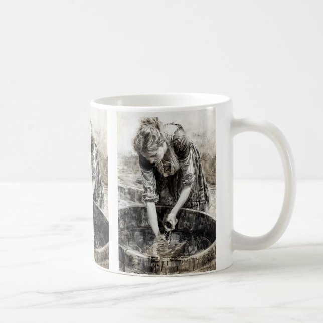 Woman Getting Water Coffee Mug (Right)
