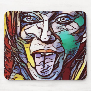 Woman Girl Graffiti Paint Art Face Eye Coloured Mouse Pad