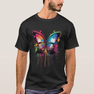 Woman Girls Butterfly Flower Colorful T-Shirt