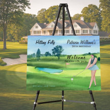 Woman Golf Player Hitting Fifty 50th Birthday