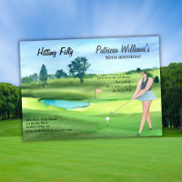 Woman Golf Player Hitting Fifty 50th Birthday