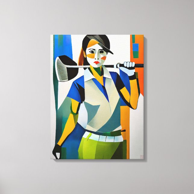 Woman Golfer - Art en toile Imprimer (Recto)