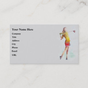 WOMAN GOLFER BUSINESS CARD