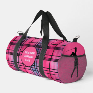 Woman Golfer "Hot PInk" Plaid  Duffle Bag