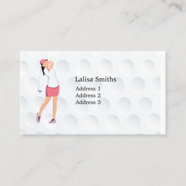 Woman golfer is golfing business card (Front)
