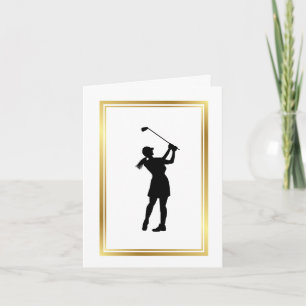 Woman Golfer Silhouette Customizable Greeting Card