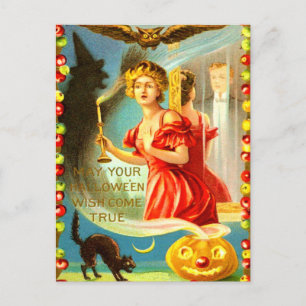 Woman Halloween Night Postcard