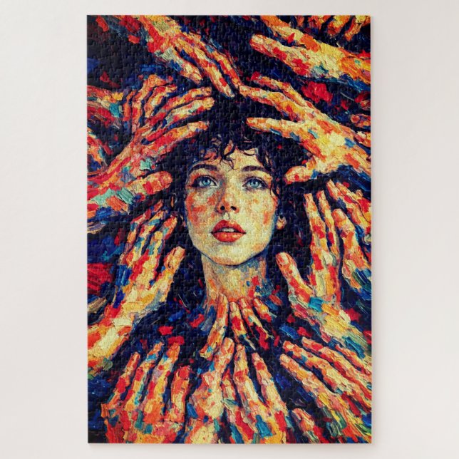 Woman Hands Covering Face Intense Emotional  Jigsaw Puzzle (Vertical)
