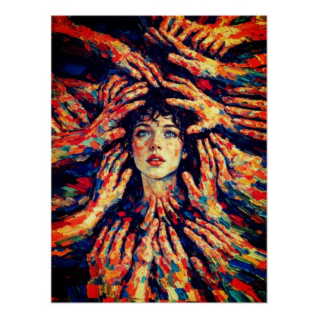 Woman Hands Covering Face Intense Emotional  Poster (Front)