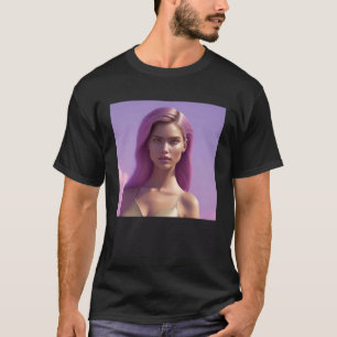 Woman Heavenly Dreamy Fluffy Pink Clouds Purple Sk T-Shirt