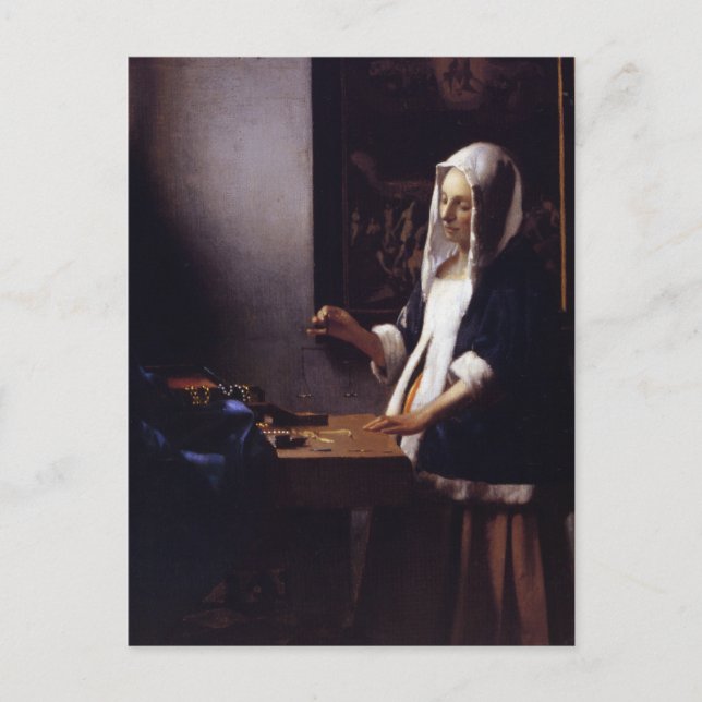 Woman Holding a Balance Postcard (Front)