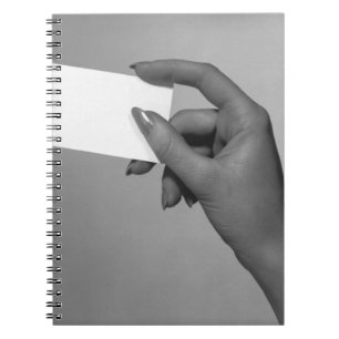 Woman Holding Card Notebook