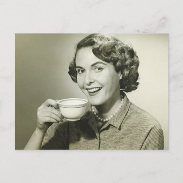 Woman Holding Cups Postcard (Front)