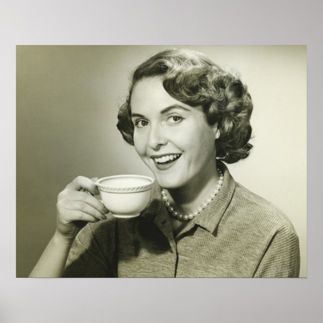 Woman Holding Cups Poster (Front)