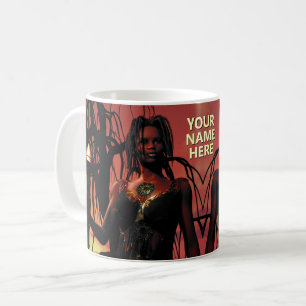 Woman holding flaming torch. Personalized Coffee Mug