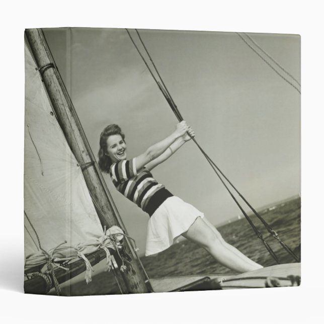 Woman Holding Rigging on Yacht Binder (Front/Spine)
