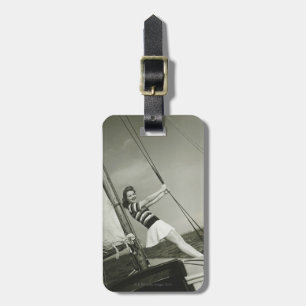 Woman Holding Rigging on Yacht Luggage Tag