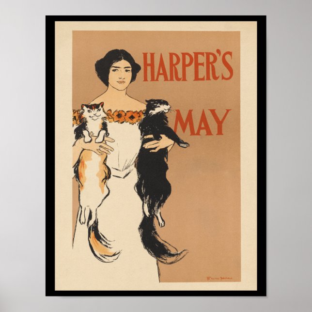 Woman Holding Two Cats  Poster (Front)