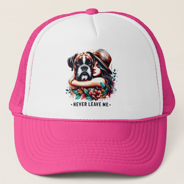 Woman Hugging Bulldog in Hat (Front)
