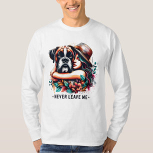 Woman Hugging Bulldog in Hat T-Shirt
