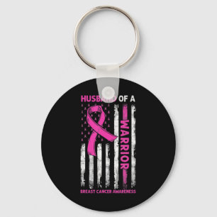 Woman Husband Of A Warrior Breast Cancer Awareness Keychain