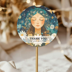 Woman Illustration Energy Heiler Reiki Spirituell Classic Round Sticker