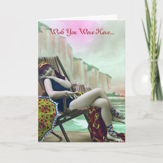 Woman in a Bathing Suit Vintage Card