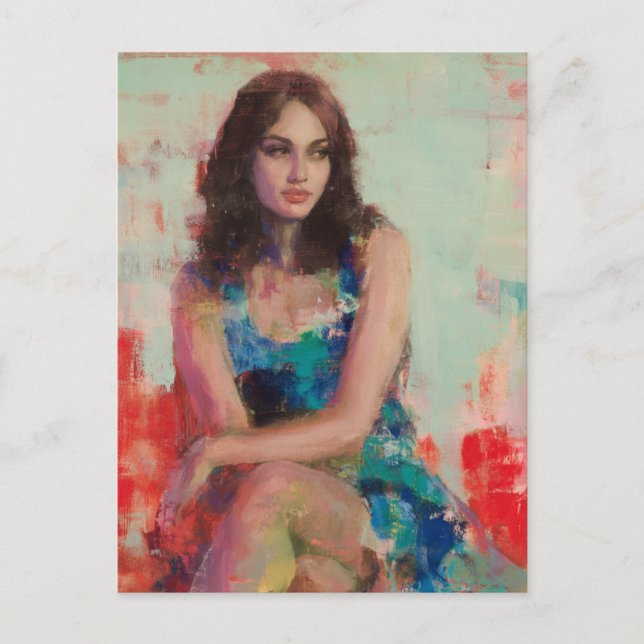 Woman in a Blue Dress Postcard (Front)