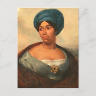 WOMAN IN A BLUE TURBAN BY DELACROIX POSTCARD