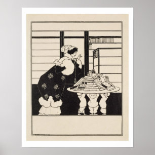 Woman in a Bookshop, design for a 'Yellow Book' co Poster