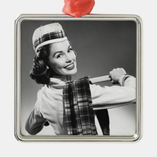 Woman in a Cap Metal Ornament