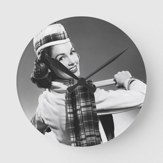 Woman in a Cap Round Clock (Front)