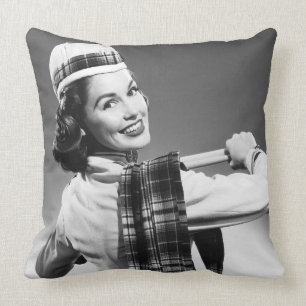 Woman in a Cap Throw Pillow