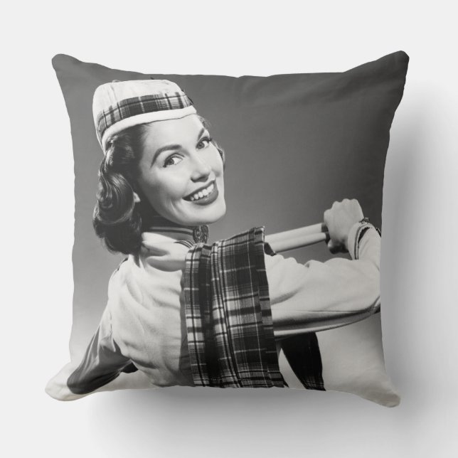 Woman in a Cap Throw Pillow (Front)