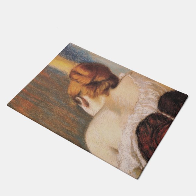Woman in a Corset (by Federico Zandomeneghi) Doormat (Angled)