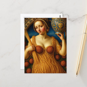 Woman in a dress made from Spaghetti  Postcard