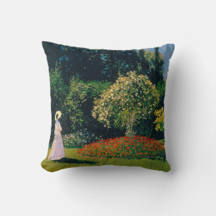Woman in a Garden, Monet Throw Pillow