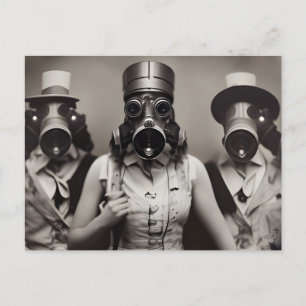 Woman in a Gas Mask Postcard
