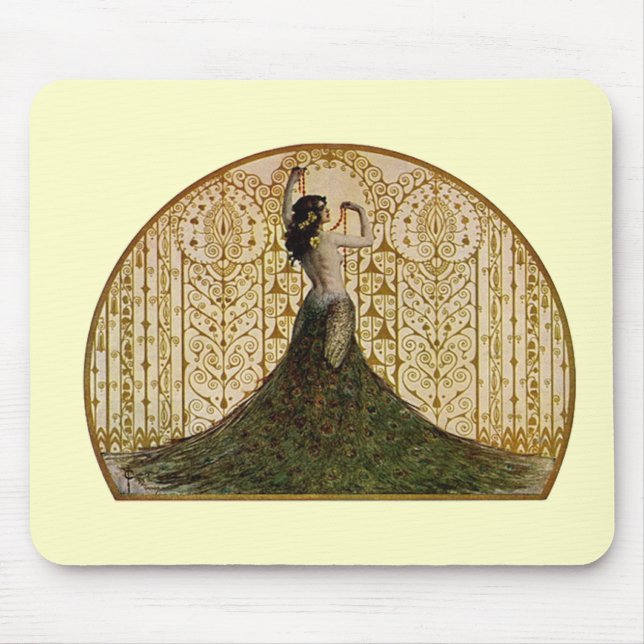 Woman in a Peacock Skirt Mouse Pad (Front)