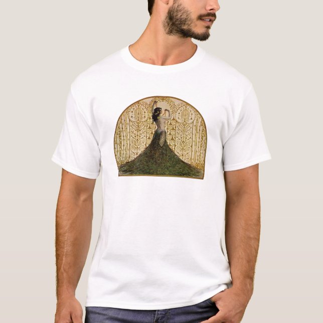 Woman in a Peacock Skirt T-Shirt (Front)