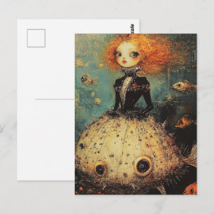 Woman in a Puffer Fish Dress Fashion Postcard