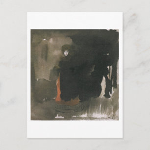 Woman in a red dress (w/c on paper) postcard