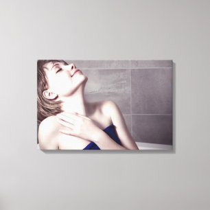 Woman in bathroom canvas print