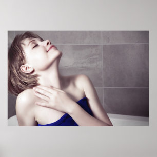Woman in bathroom  poster