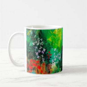 Woman in Beautiful Green Meadow Coffee Mug