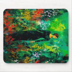Woman in Beautiful Green Meadow  Mouse Pad