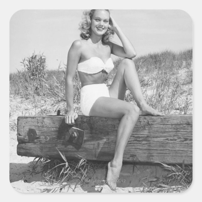 Woman in Bikini Square Sticker (Front)