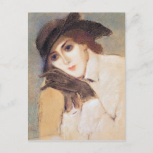 Woman in Black Gloves Postcard